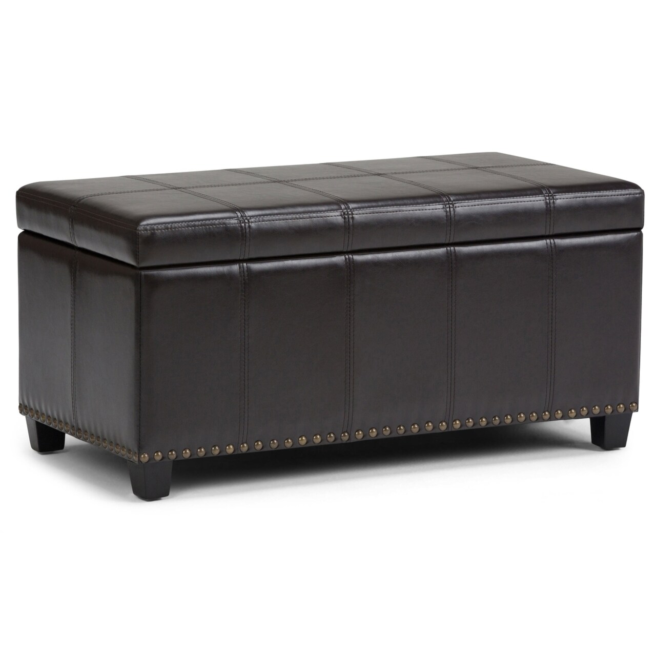 Simplihome Amelia 34"Rectangle Lift Top Storage Ottoman Bench Transitional